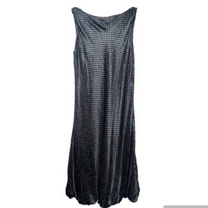 Maria Pinto Bubble Hem Boatneck Midi Black Dress 10